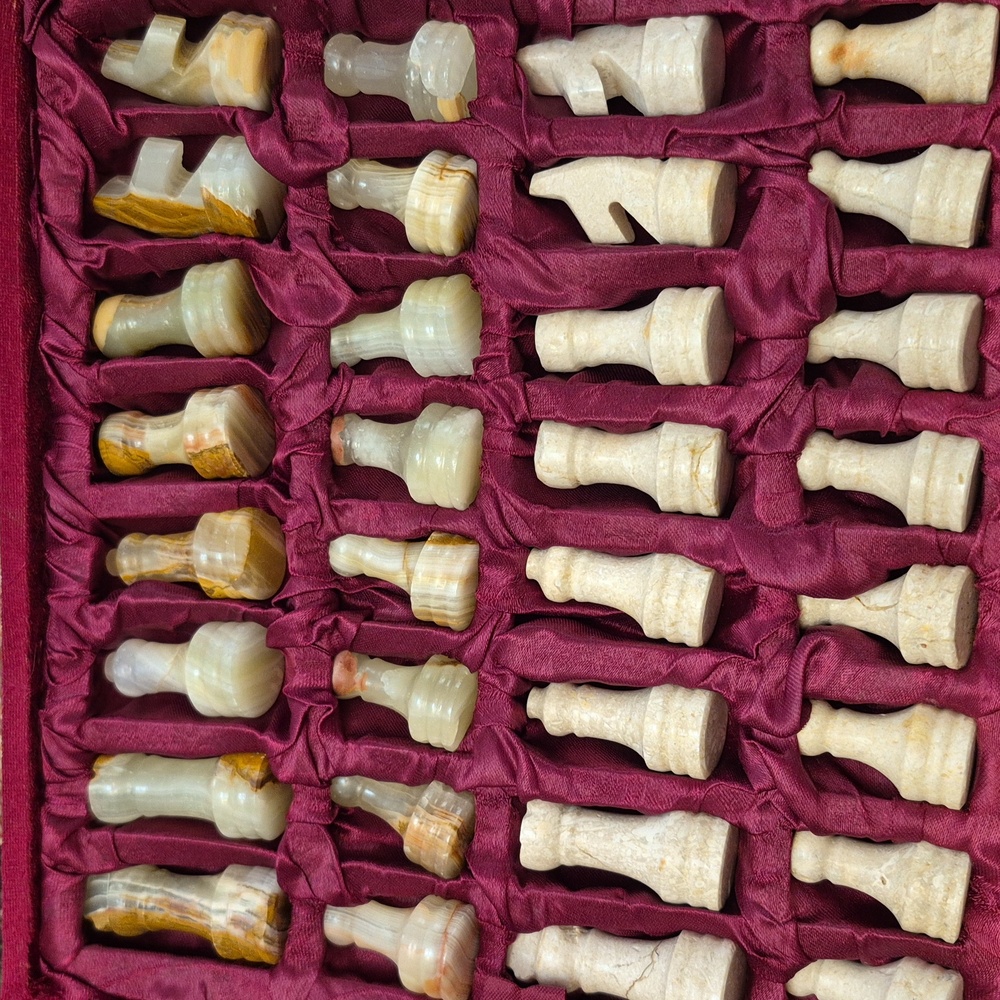 Marble Chess Pieces with storage tray Stone Chess